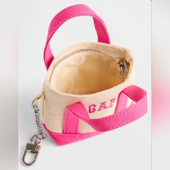 GAP Logo Tote Keychain Charm In Standout Pink - Picture 2 of 3